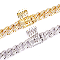 Vente en Gros Personnalisée Haute Qualité Bijoux Hip Hop Homme Chaîne et Bracelet Maille Cubaine Argent 925 Moissanite Diamant VVS 8-20mm