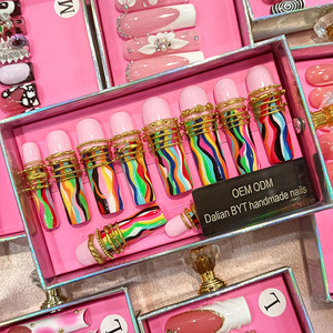 定制压装式指甲批发商 100% 手工制作 厚甲工厂 压装式指甲供应商 方形杏仁形 - Product Image 6