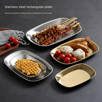 Assiette rectangulaire en acier inoxydable de qualité alimentaire, durable et écologique, style coréen, pour dîner, collation, barbecue, préparation de viande, steak