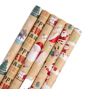Christmas gift wrapping brown kraft packaging paper gift wrapping paper roll for christmas gift pack