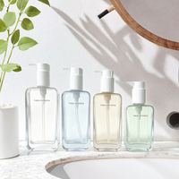 Flacon en verre plat mat de luxe 100ml-200ml avec impression sérigraphiée pour huile corporelle, lotion, démaquillant et produits de soin