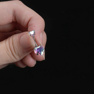 SC-anillos de acero inoxidable para el vientre, joyería colorida para el vientre, saludable, a la moda, con doble Corazón de circón, superventas - Product Image 6