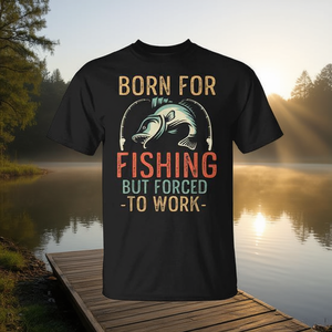 Nacido para Pescar, Forzado a Trabajar, Camiseta Divertida de Pescador para Promociones - Product Image 3