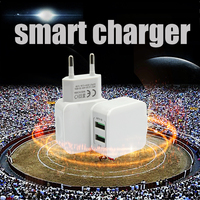 Fabrika satış siyah beyaz mini küp tuğla 5v 2.1a 2 usb güç seyahat adaptörü ac dc duvar şarj cihazı çift şarj portu