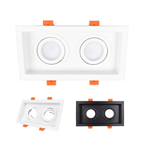2700K 3000K 4000K Personnalisation 5W Double spot LED MR16 GU10/GU5.3 en aluminium double carré pour plafond de salon