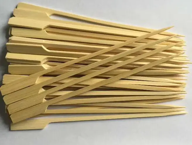 Tusuk sate bambu barbekyu 15-50cm, tongkat panjang stik kayu bambu sekali pakai