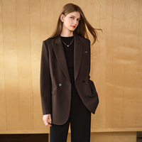 Blazer professionnel pour femme en laine peignée et polyester, double boutonnage, anti-plis, coupe ajustée