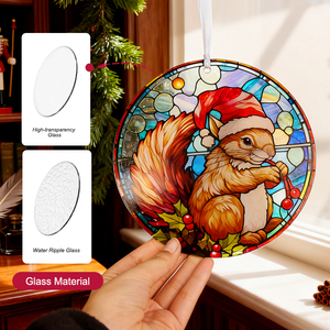Adorno de Vidrio Art Deco con Animales Navideños, Colgante de Ventana con un Ardilla con Gorro de Santa Claus, Atrapasueños para Decoración de Jardín - Product Image 3