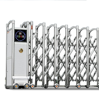 Portail coulissant automatique moderne à double moteur sans rail, en acier et alliage d'aluminium pleine largeur pour hôtels