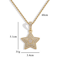Bijoux fabricant de haute qualité plein Zircon étoile pendentif collier pour hommes femmes torsion chaîne mode Hiphop Punk rappeur cadeau
