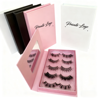 Fournisseur de boîtes d'emballage pour cils, livres de cils personnalisés, 5 paires en gros, boîtes de livres de cils vides, miroir, laminage mat, cosmétique