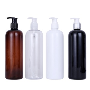 Bouteille en plastique ronde blanche et noire de 1000 ml avec couvercle à rabat, emballage pour shampoing et gel douche, bouteille de détergent transparente en PET de 1 L - Product Image 1