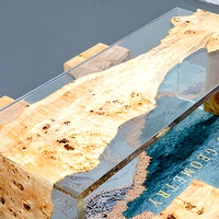 Table de conférence et de café en bois massif style rivière époxy créative, en peuplier rustique chic, avec plateau en cristal de glace, nouveau mobilier chinois pour la maison