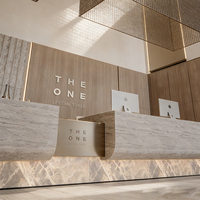 Bureau de réception moderne personnalisé en surface solide diamantée pour hall d'hôpital avec design durable et garantie de 10 ans
