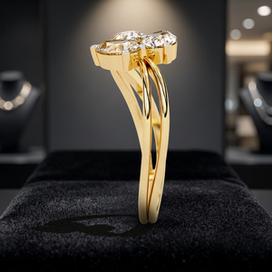 Bague pour femme en or jaune 18 carats avec diamant de laboratoire taille poire classique exquise, certifiée IGI, plaquée or, bijoux de mariage étincelants, 2,8 g - Product Image 3