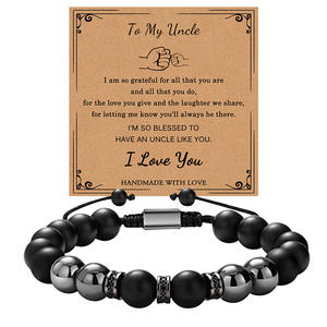Pulsera de regalo de piedra curativa de cristal de piedras preciosas curativas naturales para novio amado padre hombres <span class=keywords><strong>a</strong></span> granel con <span class=keywords><strong>palabras</strong></span> inspiradoras - Product Image 3