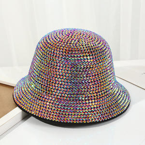 Chapeau de pêcheur pour <span class=keywords><strong>femme</strong></span>, haut de gamme, entièrement orné de strass en cristal coloré et de diamants brillants, style Go Party, pour spectacle - Product Image 6