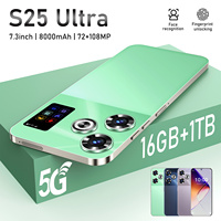هاتف ذكي أصلي S25 Ultra بتقنية 5G وشريحتي اتصال، كاميرا خلفية 108 ميجابكسل، ذاكرة 16 جيجابايت + 1 تيرابايت، معالج عشاري النواة، ذاكرة وصول عشوائي 3 جيجابايت، معدل تحديث الشاشة 144 هرتز، عرض عالي الدقة