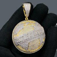 Collier pendentif globe terrestre Hustler World, micro-pavé, zircone cubique 5A, plaqué or rose bicolore, bijoux hip hop pour hommes