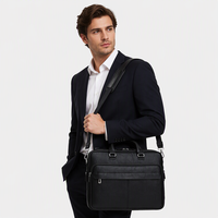 Sac pour ordinateur portable en cuir PU tendance pour homme, sac messager de luxe imperméable et écologique, grande capacité, doublure en nylon, pour le bureau