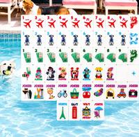 Jeu de Mahjong à motifs de chiens de voyage, mignons chiots de dessin animé, thème Tour du Monde, jeu de table, cadeau pour les amoureux des animaux