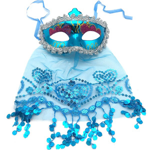 Nouveau design – Voile de cosplay pour femmes et enfants, masque demi-visage avec voile à sequins - Product Image 1