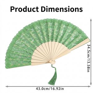 Abanicos Plegables de Encaje Tradicional Directo de Fábrica, Abanicos de Madera Calados con Borlas para Bodas, Regalo para Damas de Honor, Promoción al por Mayor - Product Image 2