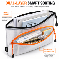 A4 organisateur clairement maille fermeture éclair sac visible tri décontracté en plastique document sac en nylon fichier poche personnalisé pour l'école bureau