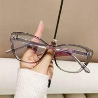 Petites lunettes de vue anti-lumière bleue œil de chat, monture en PC, miroir plat, dégradé, lunettes rétro pour visage en diamant