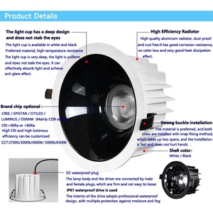 Downlight noir rondelle murale lumière réglable blanc aluminium <span class=keywords><strong>Cube</strong></span> Downlight boîtier ampoule lumière du jour haut fournisseur Led Downlight - Product Image 3