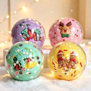 Juguete Sensorial Antiestrés de Maltosa Redonda Transparente de Navidad con Hombre de Jengibre, Bola Blanda de Compresión de Subida Lenta - Product Image 1