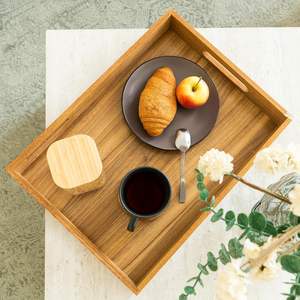 Plateau <span class=keywords><strong>de</strong></span> service <span class=keywords><strong>en</strong></span> bois d'acacia avec poignées, sous-verres, porte-<span class=keywords><strong>verre</strong></span> amovible Grand vin décoratif <span class=keywords><strong>pour</strong></span> le petit-déjeuner au lit ou sur la <span class=keywords><strong>table</strong></span> basse - Product Image 6