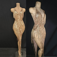 Robe de compétition de danse latine Novance Y5479, produits innovants, paillettes dorées, glands, strass, robe de soirée pour boîte de nuit