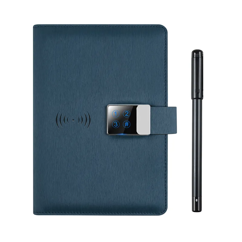 2024 personnalisé serrure d'empreintes digitales personnelle journal charge carnet de notes pierre papier Powerbank cahier avec porte-stylo