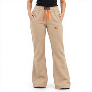 Pantalon évasé pour femme TiierWear, en molleton, couleur unie, taille à cordon, décontracté, longueur complète, coupe régulière, hiver, 100% coton, écologique - Product Image 1