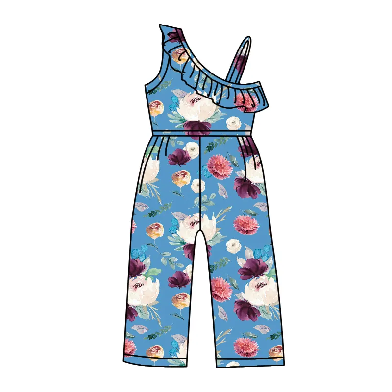 2022 फैशन कस्टम छोटी लड़कियों एक चाहिए व्याकुल Romper बच्चों मुद्रित फूल टैंक Jumpsuits बच्चे बच्चा कपड़े संगठन