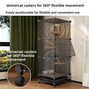 Jaula espaciosa plegable portátil para pájaros, loros y <span class=keywords><strong>canarios</strong></span>, <span class=keywords><strong>de</strong></span> alambre <span class=keywords><strong>de</strong></span> hierro, para cría en casa, con puerta. - Product Image 4