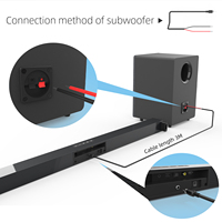 Subwoofer, TV ve PC ses yükseltme, BS-18E kanal, Aux/USB/optik/koaksiyel/RCA girişleri ile 2.1 yatay ses çubuğu