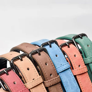 도매 럭셔리 현대 디자인 PU 가죽 애완 동물 칼라 사용자 정의 로고 조정 가능한 튼튼한 부드러운 특징 편지 리벳 개 간단한 - Product Image 4