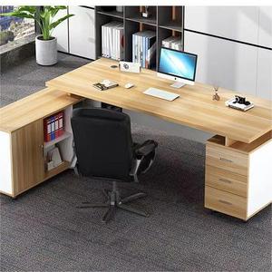 Legno scrivania del Computer e moderno tavolo di scrittura con 3 cassetti laterali marrone legno Computer da tavolo per la casa e l'ufficio - Product Image 1
