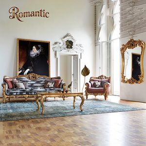 Ensemble de canapés carrés royaux classiques français, canapé en bois massif sculpté de luxe haut de gamme pour salon, ensemble complet écologique - Product Image 2