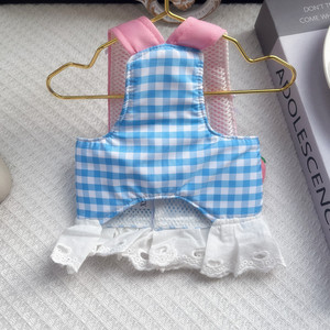 Arnés para Mascotas Liang Chong, Azul a Cuadros, Transpirable, Estilo Chaleco para Perros Pequeños y Gatos, con Decoración de Fresas - Product Image 2