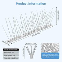 Pointes anti-oiseaux en acier inoxydable 304, bandes de protection pour panneaux solaires, dissuasifs pour pigeons, 25cm 33cm 50cm, sans rouille, utilisation extérieure