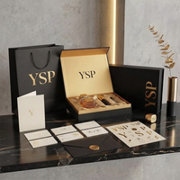 Boîte rigide magnétique noire et or personnalisable avec logo, conteneur haut de gamme avec plateau intérieur en tissu satiné pour parfum de niche