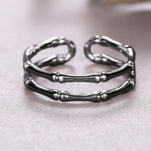 Anillos de bambú de acero inoxidable para mujeres y hombres, diseño moderno de plantas, joyería Unisex, regalo, anillo de moda T0098 - Product Image 2