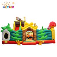 WINSUN Grand château gonflable commercial en PVC ignifuge et imperméable pour enfants, avec trampoline intégré