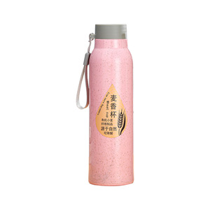 Biểu Tượng Tùy Chỉnh 350Ml Rơm Lúa Mì Chai Nước Phân Hủy Sinh Học Đôi Tường Cách Nhiệt Thể Thao Phòng Tập Thể Dục Ngoài Trời Đồ Dùng Với Dây Buộc - Product Image 5