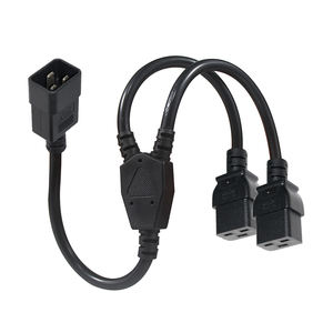 <span class=keywords><strong>Cable</strong></span> de Alimentación de Alta Gama de <span class=keywords><strong>Doble</strong></span> <span class=keywords><strong>Entrada</strong></span>, C20 a Divisor, 20A, Conector IEC C19 - Product Image 1