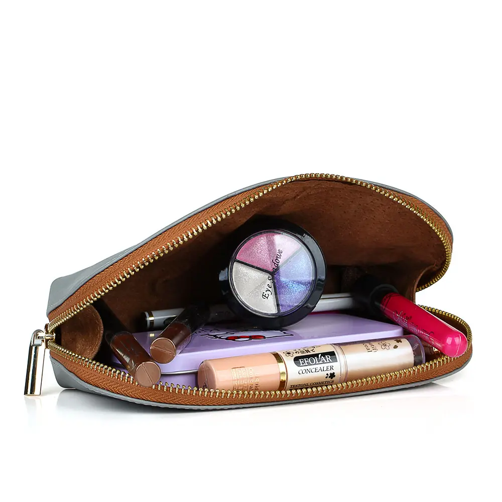 Yeni ürünler oval kozmetik düzenleyici küçük deri makyaj çantası kızlar için kabuk çıplak çanta kozmetik çantası erkekler için