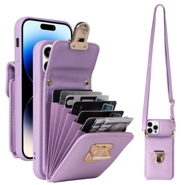 Wholesale Crossbody Phone Case and Wallet Leather for Iphone 15 Pro Max Cell Phone Bag Shoulder Handbag